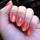 Pink and coral gradient with gold glitter :)