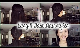 4 Fast and Easy Hairstyles! | For medium to long hair