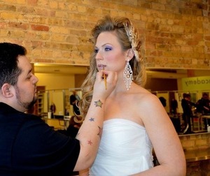 I've always enjoyed doing makeup and teaching as well as waxing and hair, all things beauty. My model Amanda B. in couture wedding gown and hair and makeup by Julio Mendez of Wax Man Spa, Chicago.