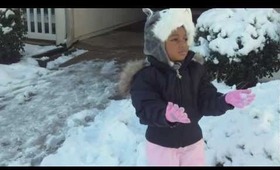 Rihanna playing in the snow