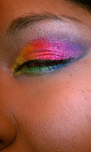 Using all the colors of the rainbow this is my take on a smokey eye rainbow look 