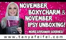 November Boxycharm & November Ipsy Unboxing! | More Giveaway Goodies! | Tanya Feifel-Rhodes