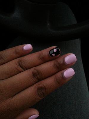 pastel pink by opi and black by china glaze. 