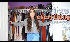 trying on EVERYTHING in my closet  | Cleaning my ROOM 2019 PART 2