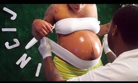 Putting on a Pregnancy Belly Cast!