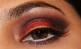 Exotic Red Glitter Dramatic Arabic Eye Makeup : Iron Man 3 Official Trailer (2013) Inspired Makeup