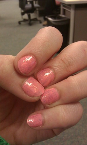 I adore this manicure. I wear it most of the time. 
I believe the ORLY polish is called Petal
