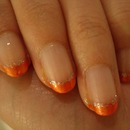 Orange glitter tips
