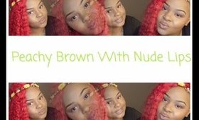 Peachy Brown Eyes With Nude Lips