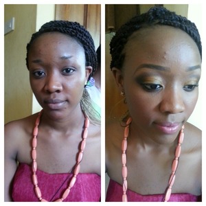 Before and after pix of an usher @ an event...makeup by Emel makeover