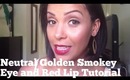 Neutral Golden Smokey Eye with Red Lips Tutorial