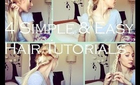 4 Simple & Easy Hair Tutorials - No Heat!
