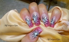 Hot, Pink Black and White Nail Art Design Tutorial - ♥ MyDesigns4You ♥