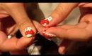 Red And White Design For Short Nails