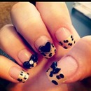Cheetah Tip Nails with Bows and Hearts