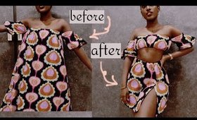 DIY AFRICAN 2 PIECE - from baggy dress to a cute 2 piece set