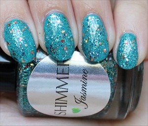 See my in-depth review & more swatches: http://www.swatchandlearn.com/shimmer-jasmine-swatches-review-layered-over-adorn-age-of-aquarius/