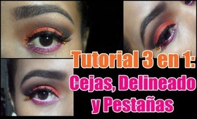 Tutorial 3 en 1: Como aplico mi delineador, pestañas falsas y como hago mis cejas :)