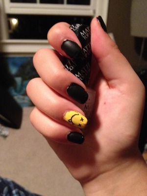 I used black opi nail polish with a matte topcoat and yellow for one of the fingers 
