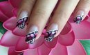 Request: One Stroke Nailart stones in pink and white with paintings