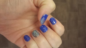 Royal blue with silver glitter.