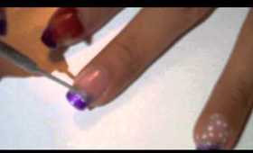 Nail Tutorial: Purple tips w/ Polka dots & Silver lining