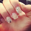 Glitter and bejeweled nails 