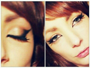 Cat eye/winged eyeliner using a matte black eyeshadow