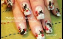 cats on a fence in a garden. for Melody and Anna. robin moses nail art design tutorial  683