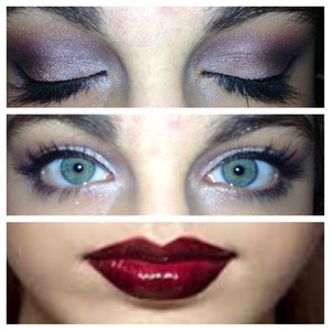 Purple eyes and red lips