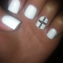 White nails with black cross