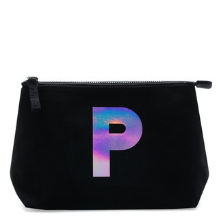 Holographic Foil Initial Makeup Bag Letter P