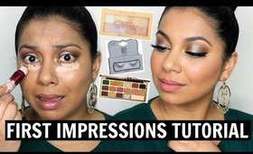 FIRST IMPRESSIONS MAKEUP TUTORIAL DRUGSTORE & HIGHEND! | MissBeautyAdikt