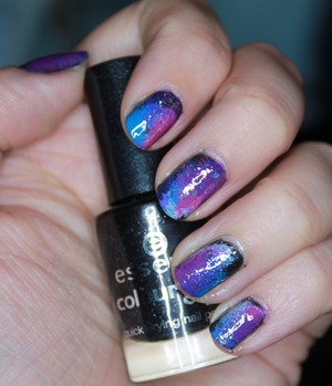 My first attempt at a galaxy nail manicure. I love it!
More photos here: http://thesleepyjellyfish.blogspot.ie/2013/01/nail-art-1-galaxy-nails.html