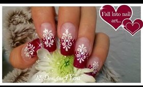 FUCHSIA FRENCH TIP NAIL ART TUTORIAL, FLORAL