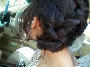 side braided from top right to bottom left.