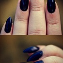 Dark Navy Blue Stilletto nails.