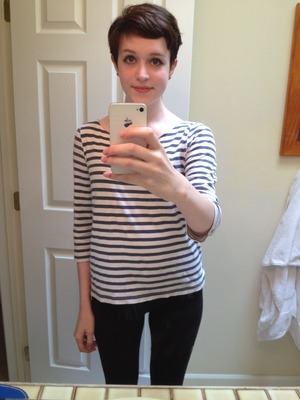 Today I'm wearing leggings and a striped shirt from J crew. What are your outfits, lovelies?