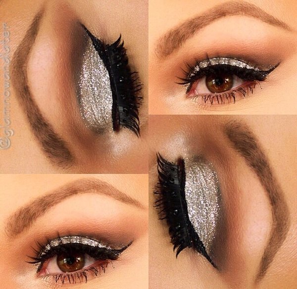 Silver glitter eye makeup | Christine U.'s (glamnowandlater) Photo ...