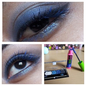 Love this dramatics blue look! :) great for a night out eith your girl friends a fun edgy look :) used only the maybelline a eye studio quad in Sapphire Siren. For mascara I used on my inner half lashes ITS SO BIG mascara in black and the limited edition Great Lash in I see Blue! Hope you like :)