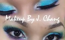 Colorful blue eyeshadow makeup
