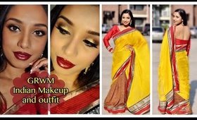 GRWM : Indian wedding makeup and outfit in collab with sareez.com