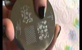 Black and silver roses in shining armour konad nail tutorial plate m65