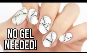 Realistic White Marble Nails Using REGULAR NAIL POLISH!