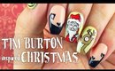 Tim Burton inspired Christmas nail art