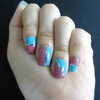 Blue and pink color blocking nails with nail tape!