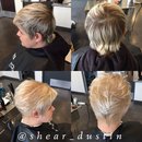 Blonde with silver highlights. 