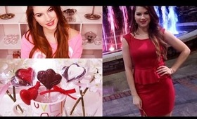 Valentine's Day Hair, Makeup, Outfit & Cute V-day Heart Lollipops!