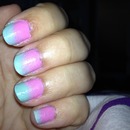 baby pink and blue ombre nails 