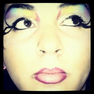 I did my brothers makeup for SF Gay Pride:) Lots of glitter was involved but it didn't show up in this picture:(